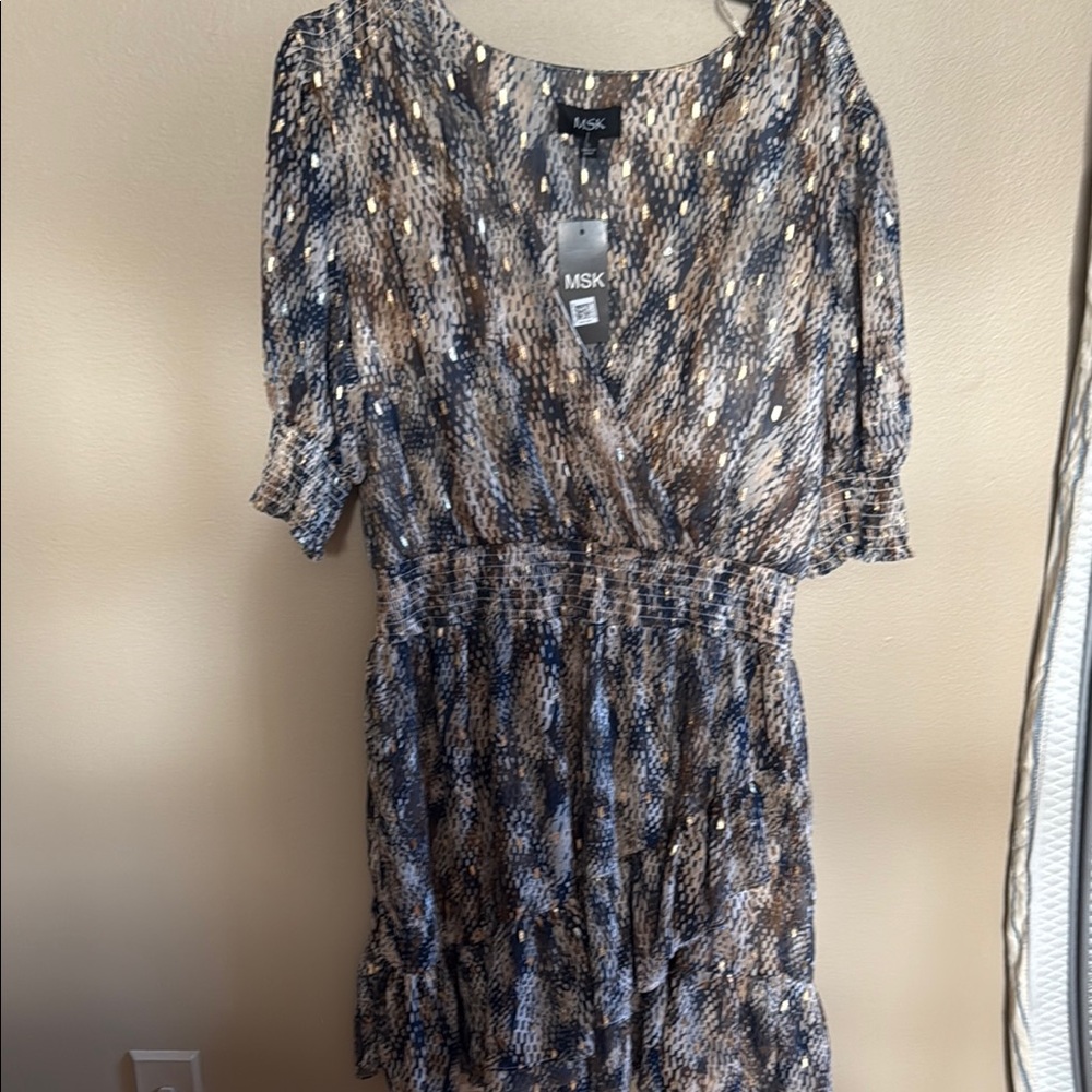MSK Women's Blue and Brown Dress
